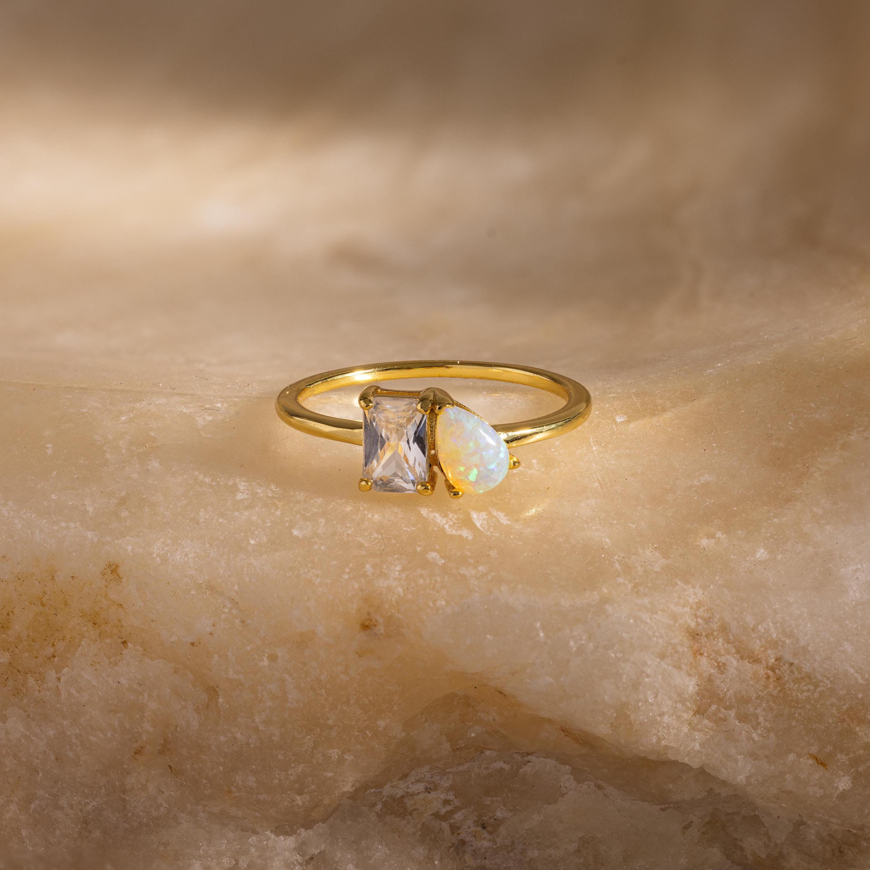 Gold Lattice Zircon Ring